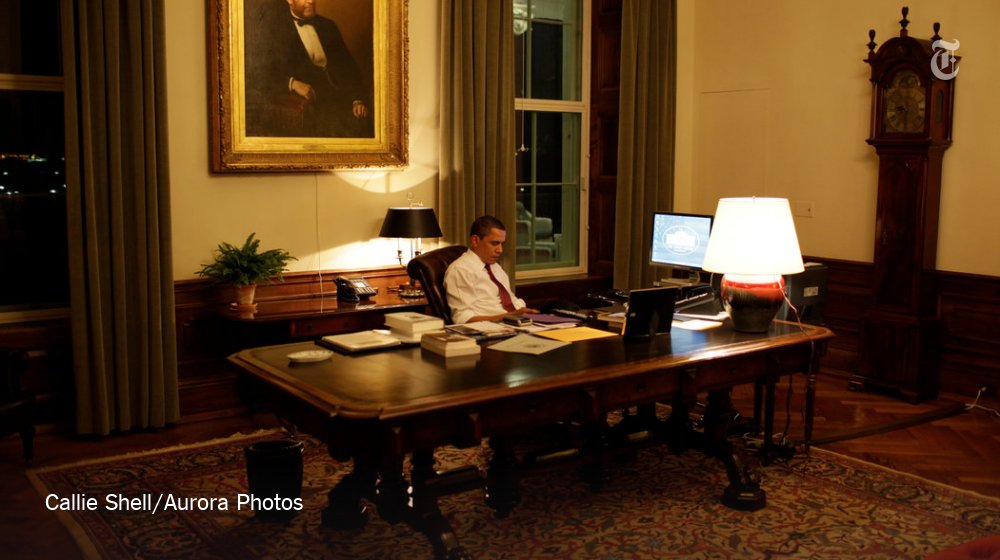 nytimes's tweet photo. He works on speeches. He reads letters from Americans. He plays Words With Friends. https://t.co/6cjeyYoj4Y? https://t.co/ydFoxRoZZO