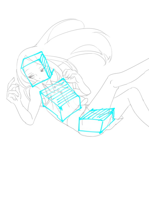 육면체를 머리, 가슴, 몸통으로 적용하여 그림을 그리면 복잡한 자세도 그릴 수 있습니다. 응용하는 데에는 역시 크로키를 하며 익히는 게 좋았네요.