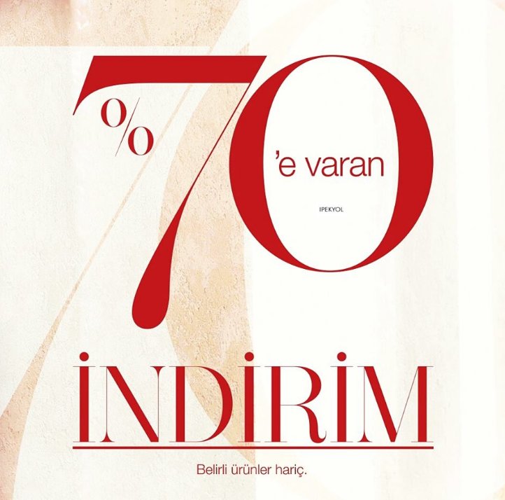 Ipekyol'da %70'e varan indirim devam ediyor.