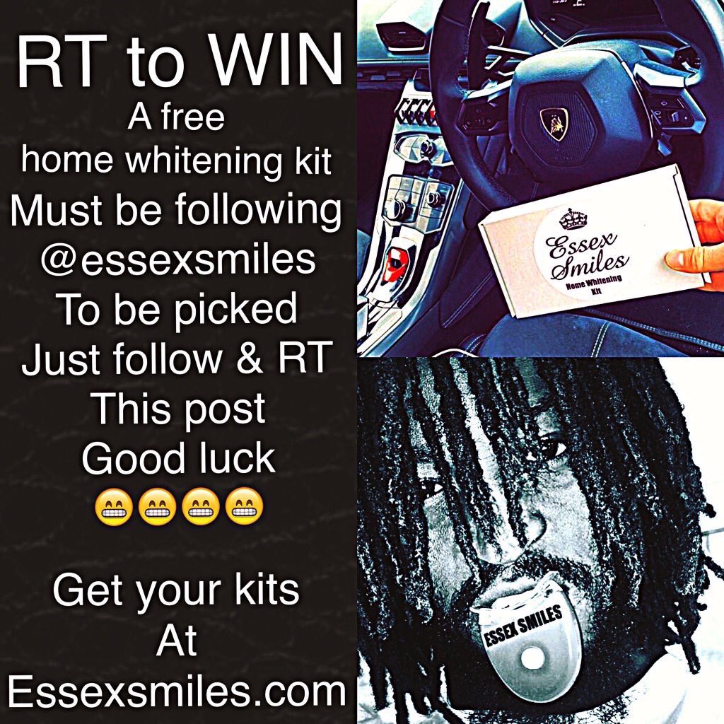 Essexsmiles's tweet photo. RT to win a free whitening kit must be following to be picked good luck 😁😁😁 https://t.co/KLjo688LOP #giveaway #rt https://t.co/bRkjMAu9ZP