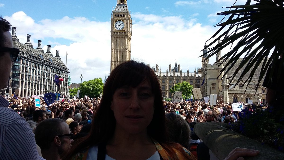 RuthShwer's tweet photo. Bringing my voice into the light. Protest in Parliament Square #notinmyname #marchforeurope https://t.co/r6gbY7DSl8