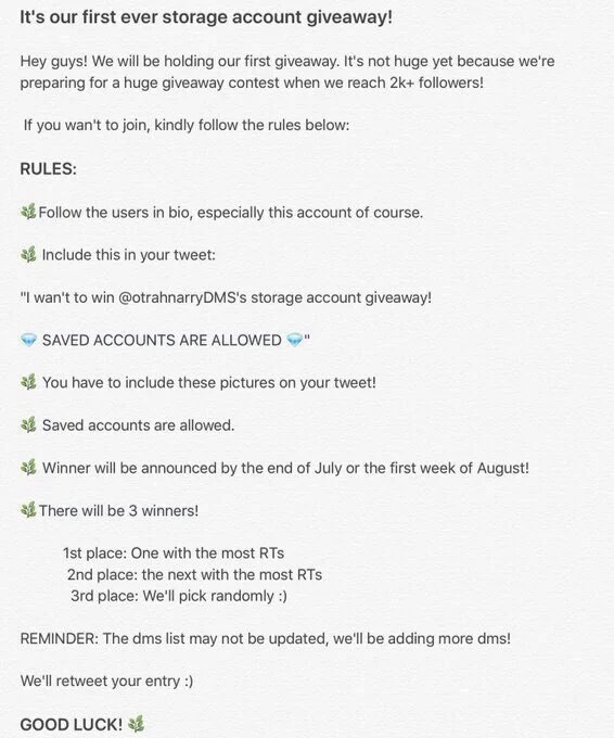 oktrades's tweet photo. I want to win @otrahnarryDMS 's storage giveaway!

💎 Saved Accounts Are Allowed 💎 https://t.co/PiuAsJaeNG