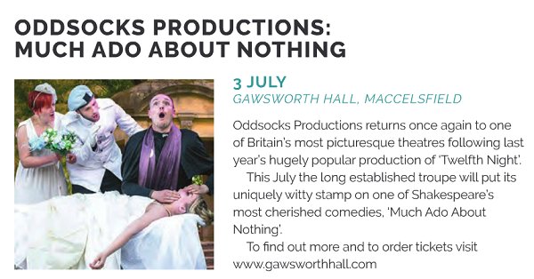 .@oddsockstweets return tomorrow with their production of Much Ado About Nothing  <a href="/gawsworthhall/">gawsworthhall</a> #WhatsOn #Cheshire