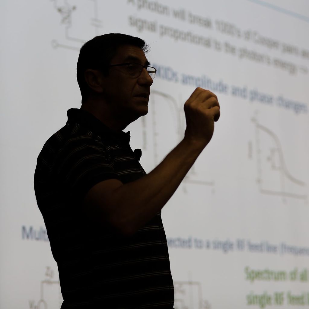 #fermilabsummer16 Gustavo Cancelo makes a point at Thursday's lecture on Electronics Engineering