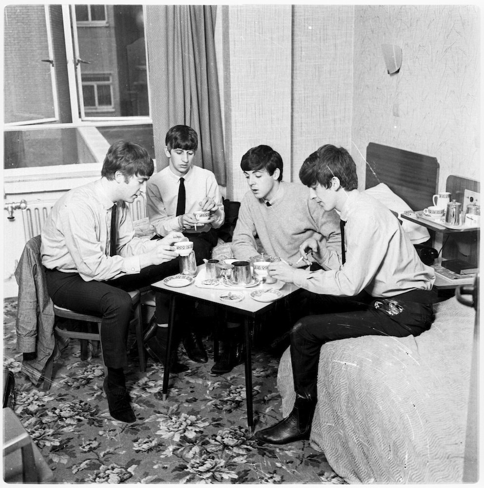 thebeatles's tweet photo. #OTD 1963 - In London, Dezo Hoffman takes photos of the band for his `A Day In The Life Of The Beatles' shoot. https://t.co/YRgwn3pZHy