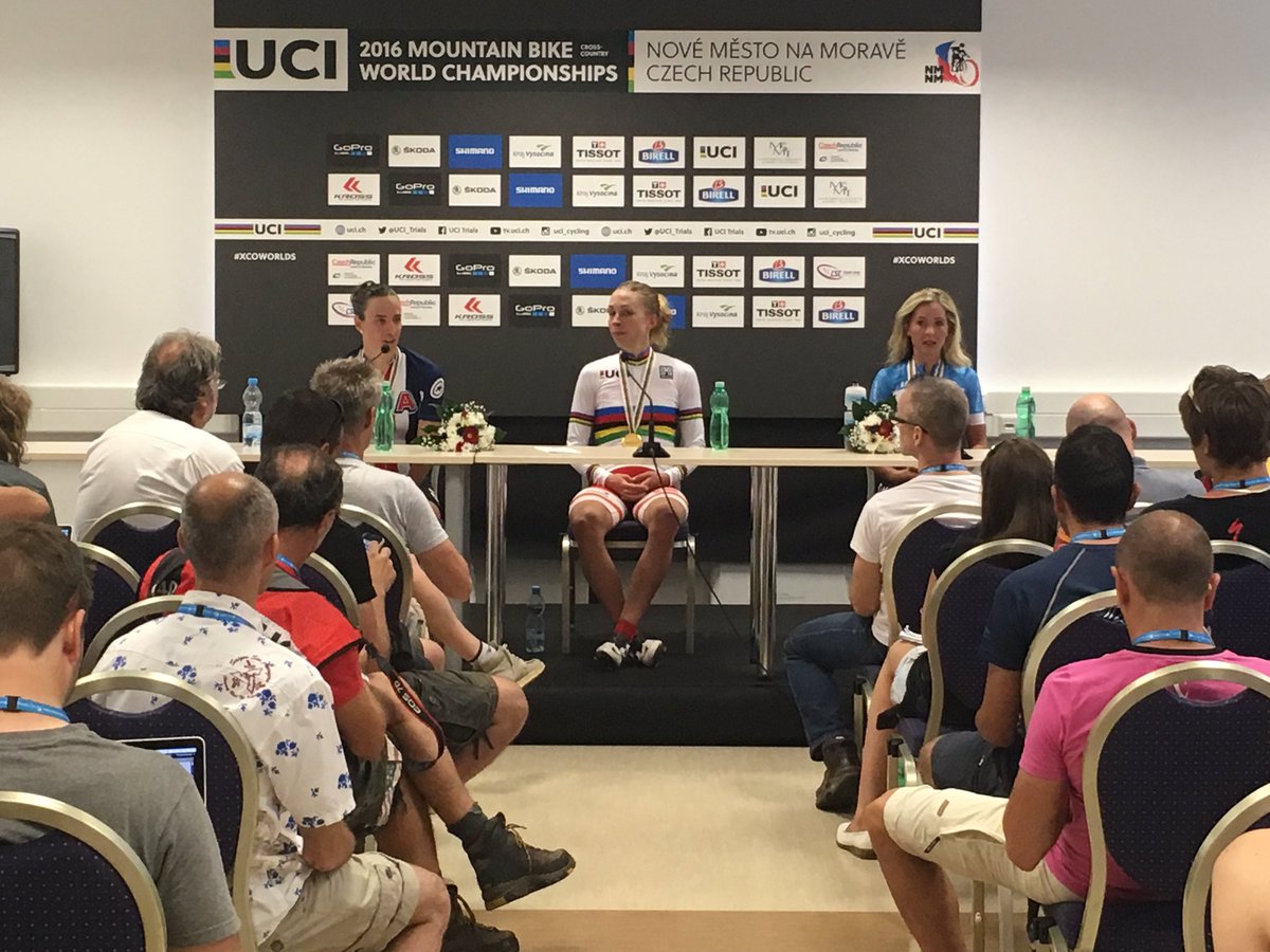 Press conference with Women's Elite XCO medalists #XCOWorlds #NMNM16