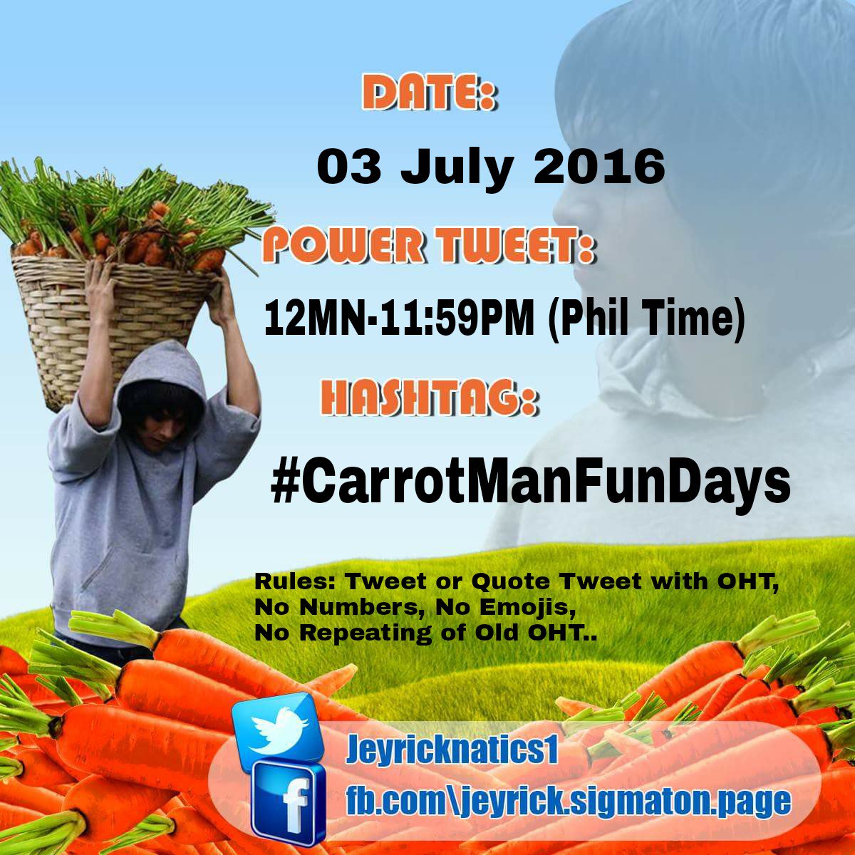 Jeyricknatics1's tweet photo. FUN Days are the happiest.. :)
OUR OHT!!
#CarrotManFunDays https://t.co/OiSoEJfVUb