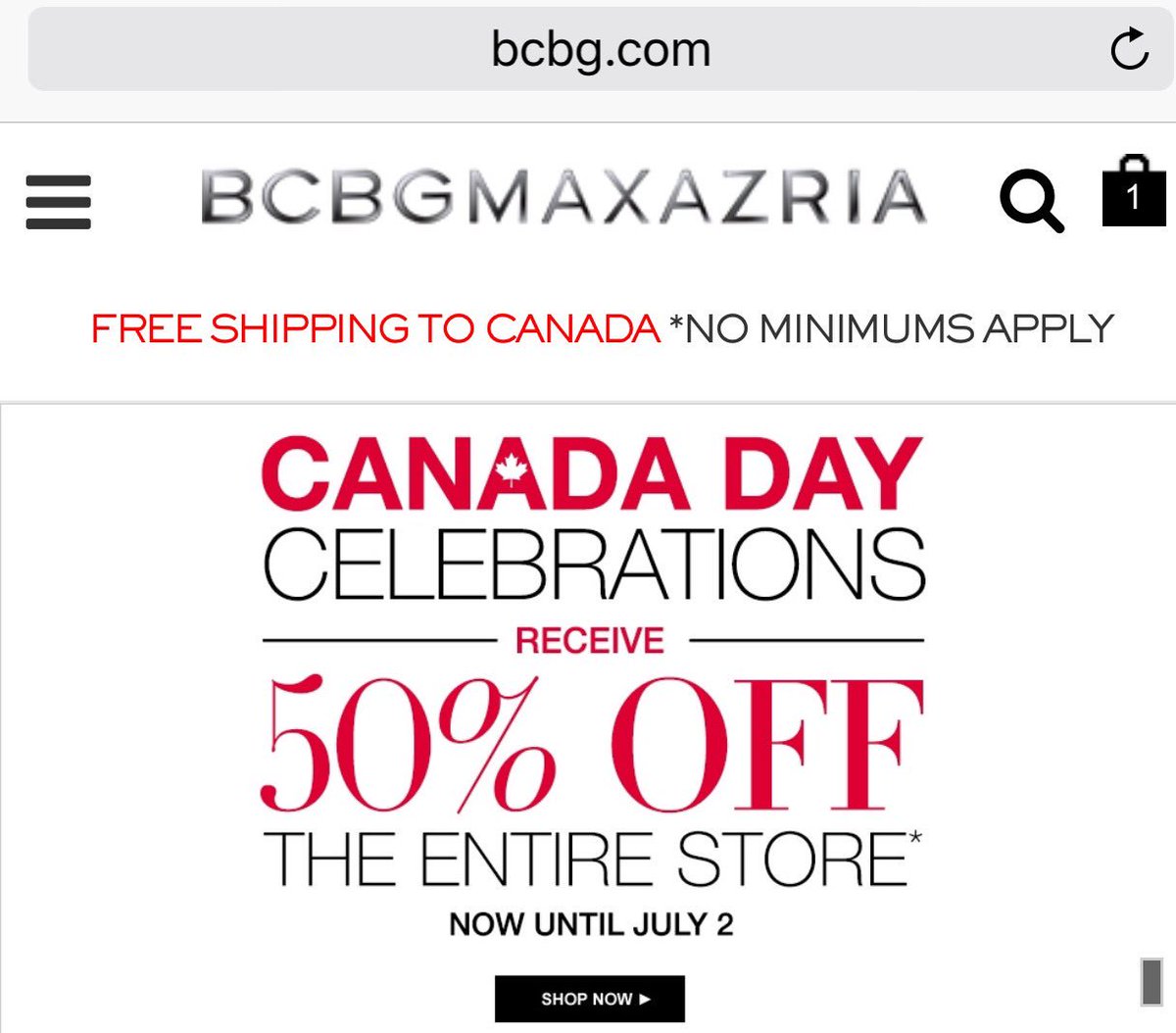 PowderAtelier's tweet image. Check this out! CANADA DAY CELEBRATIONS AT BCBG! 50% off but wait. BCBG to s currently unable to ship to Canada