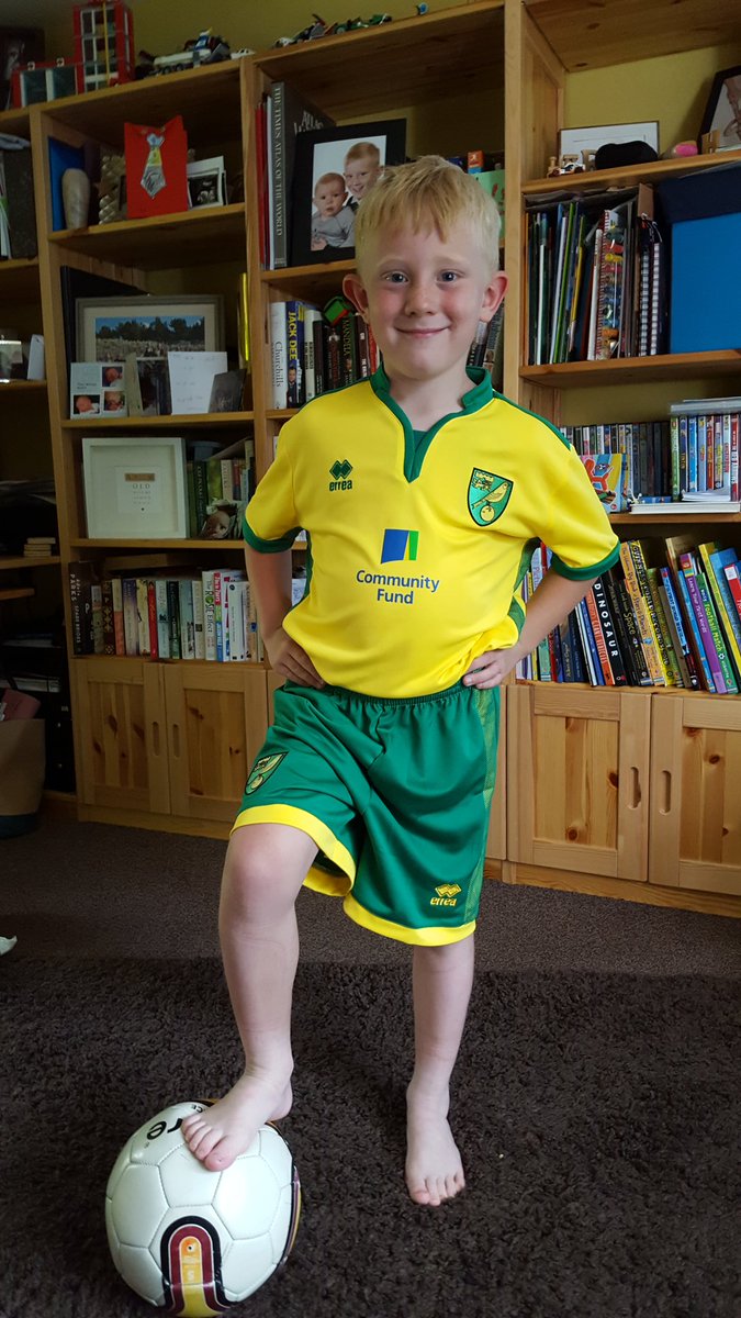 Pmy12345's tweet photo. Son is ready for his 3rd season. One promotion, one relegation...what next. #OwnYellow #ncfc https://t.co/eRH2wdyLkw