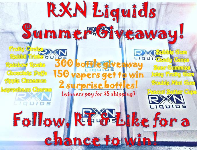 RXNLiquids's tweet image. #vapegiveaway #vape #vapeon #vapefam #vapenation #vapecommunity #eliquid #vapelyfe #4thofJulyweekend #vapelife