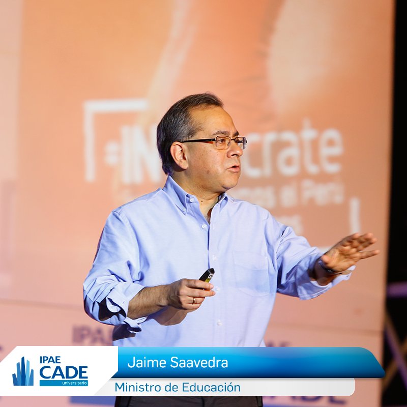 CADEuniv's tweet photo. Ministro de Educación #JaimeSaavedra en #CADEuni. ¡Sigue su ponencia en vivo! ➡ https://t.co/ElfFWxOSGd @MineduPeru https://t.co/Zch1rKYJMk