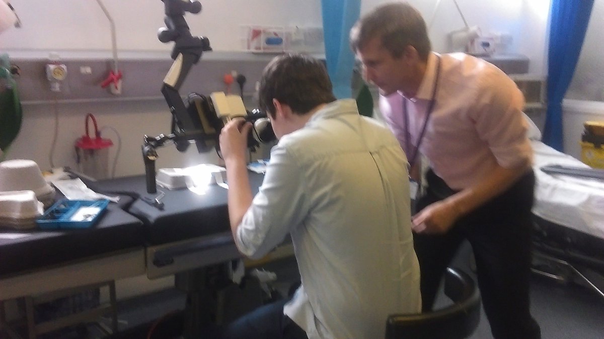 NCUHMedEd's tweet photo. ENT consultant teaching a local school student technique and equipment to place gromets! #NHScareersNCumbria https://t.co/jb10MMDGD5