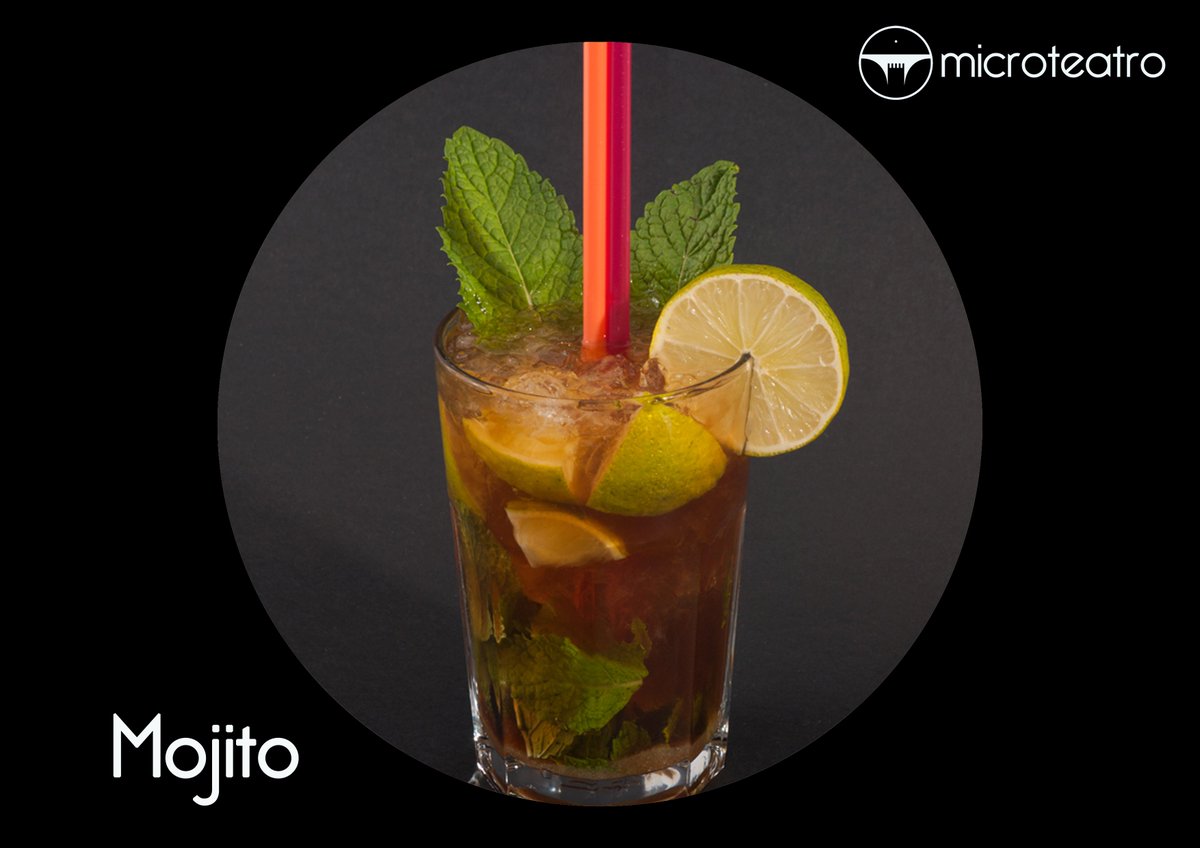 microteatro's tweet photo. #Mojito Popular cóctel originario de Cuba, con ron, azúcar moreno, limón, hierbabuena y soda #microconceptos https://t.co/N53YKc7R8T