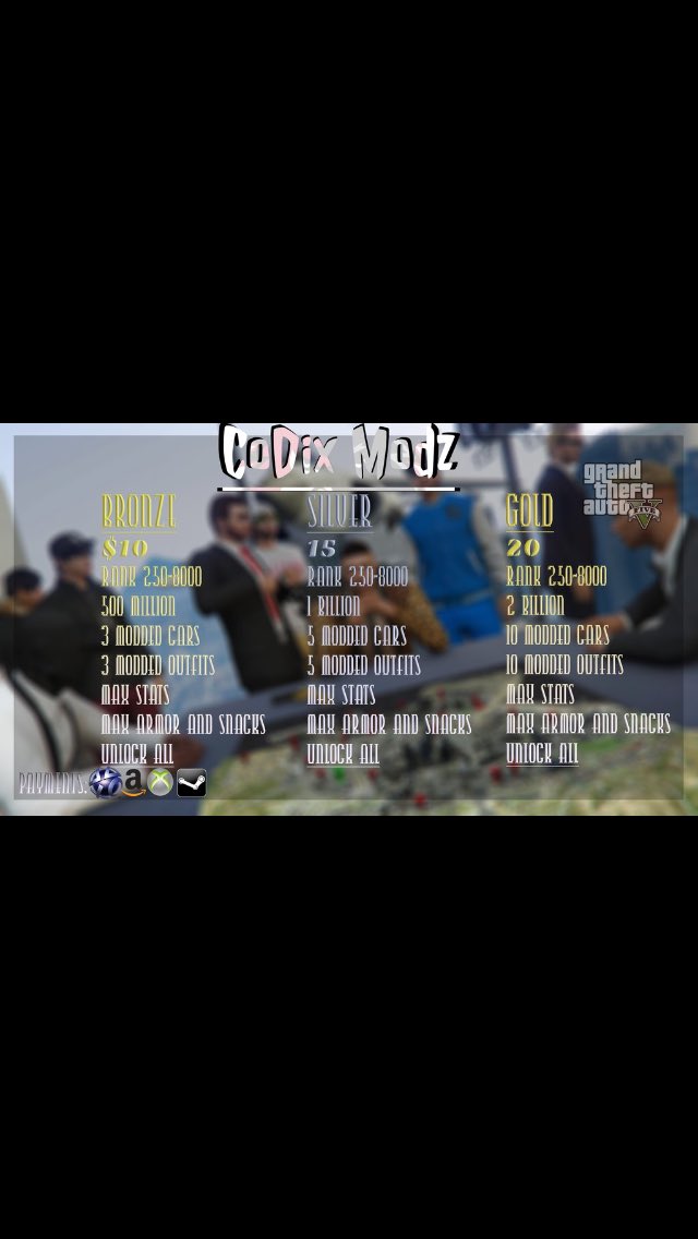 CoDixModz's tweet image. Prices :D