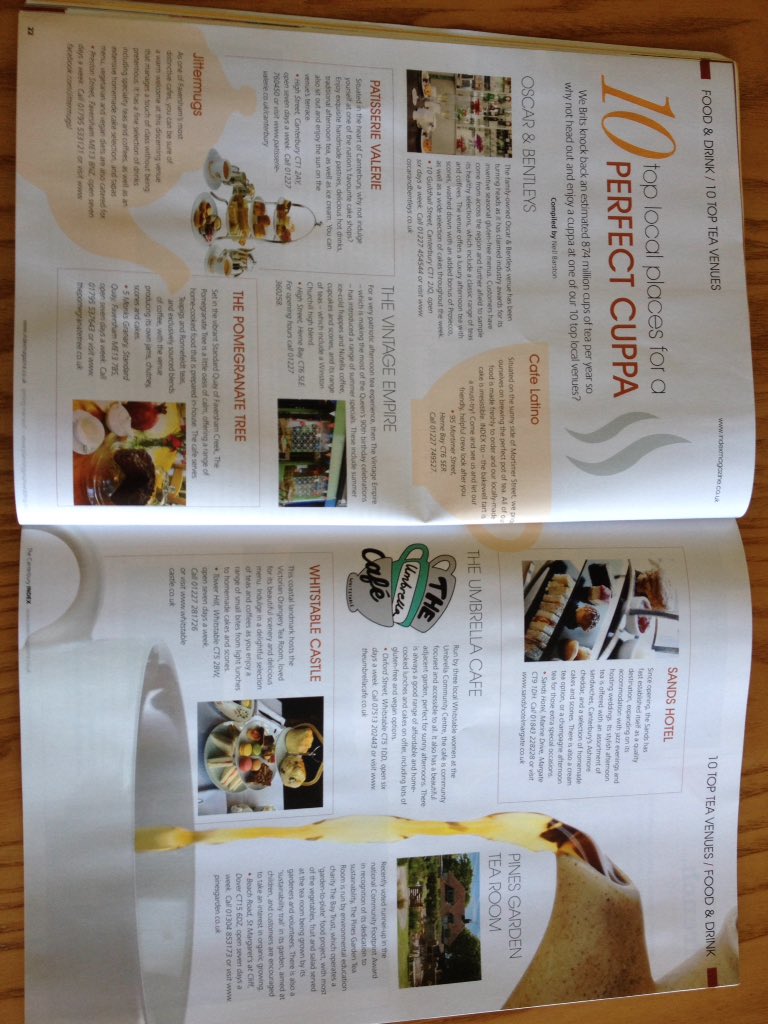 umbrella_cafe's tweet photo. Whoop! We're chuffed to be included :-) Thank you @CanterburyINDEX mag! @Whits_Castle in there too :-) #whitstable https://t.co/vU6VjMwEJn