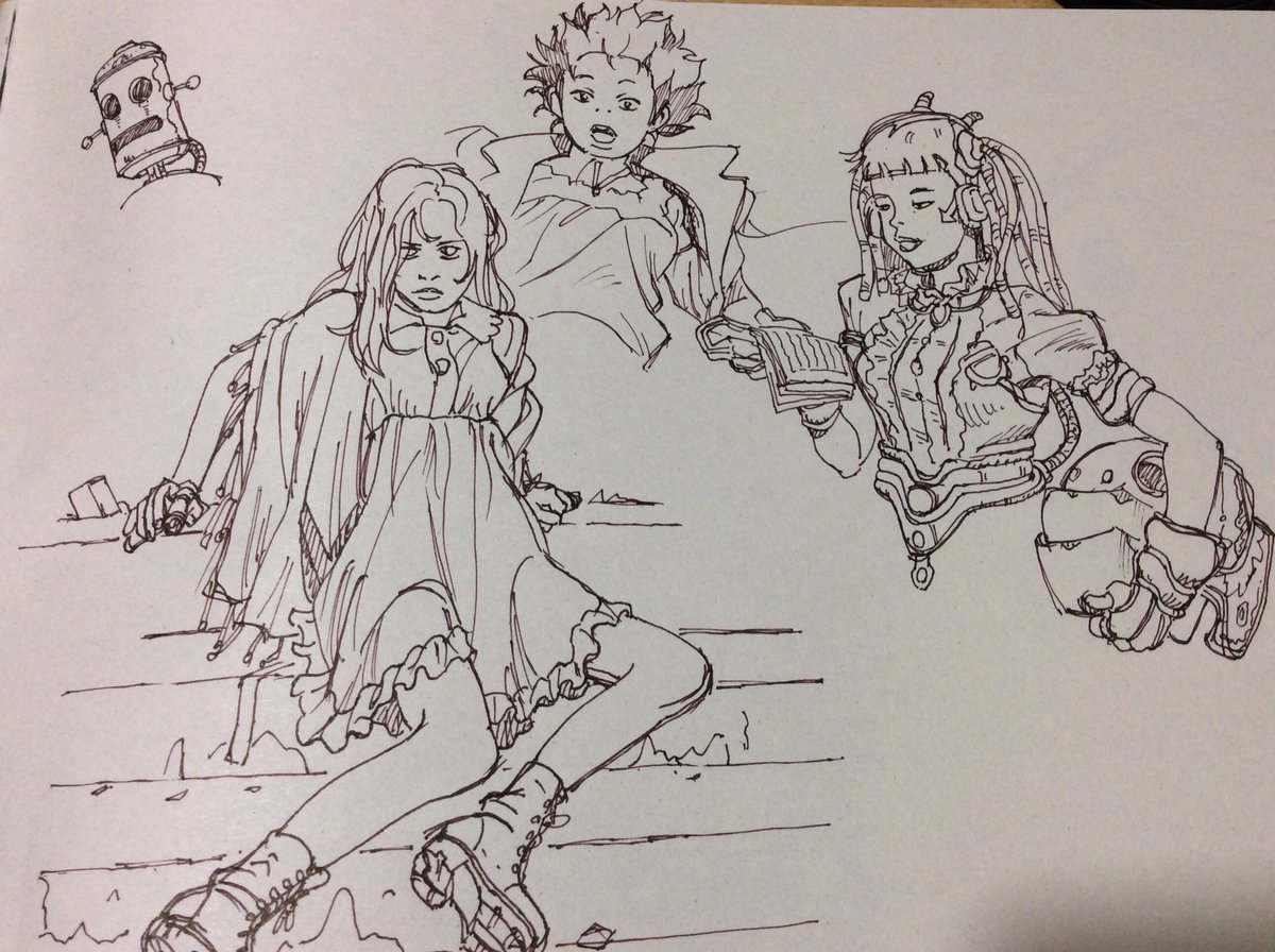 まずは2日分。基本的にボールペンの一発書きでいきます。線の強弱の力加減、ペンの角度によるせんの違いが難しい。 