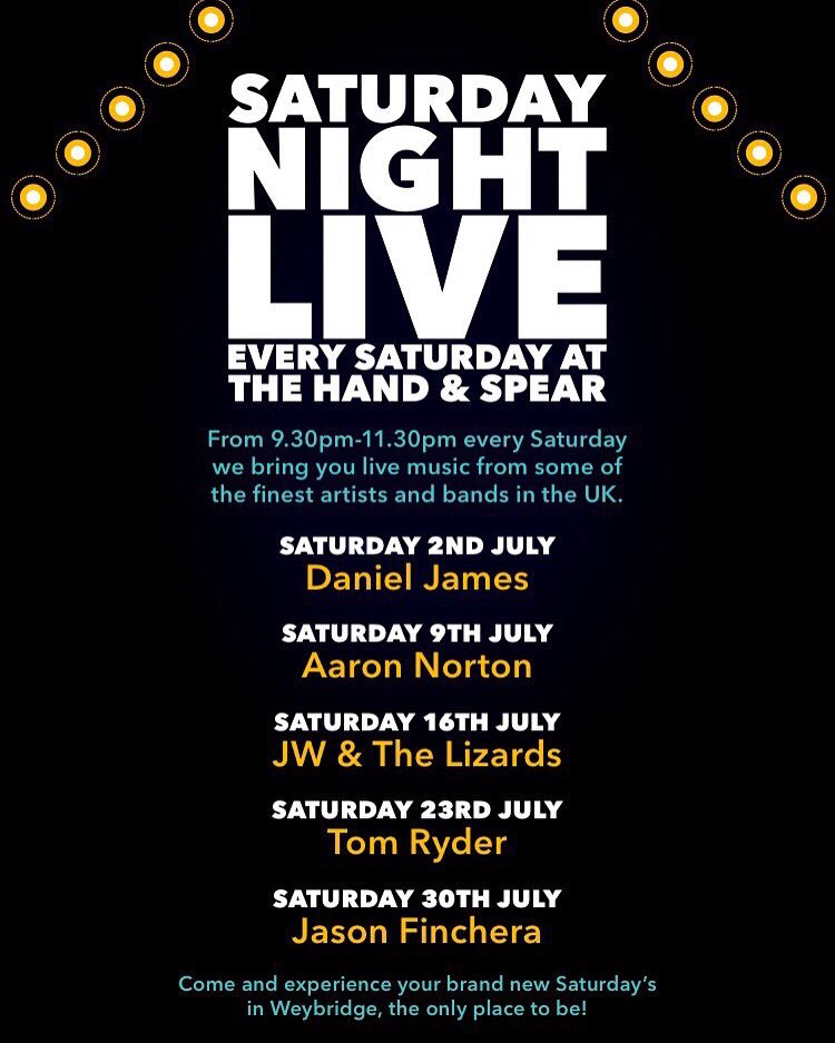 handandspearpub's tweet photo. @DanielJamesSing will be live tonight in the main bar from 9.30pm for #snlweybridge and streaming live on facebook https://t.co/jQMNbbXz7s