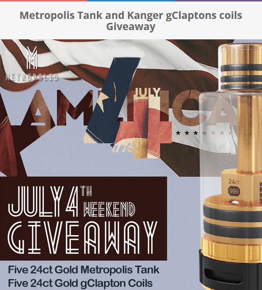 Atom_Vapes's tweet photo. Hey Guys, Another chance to win #metropolis and #gClapton coils 
 Go To: https://t.co/E9vtemNcOT 
#vape #giveaway https://t.co/IiOKOIHlOJ