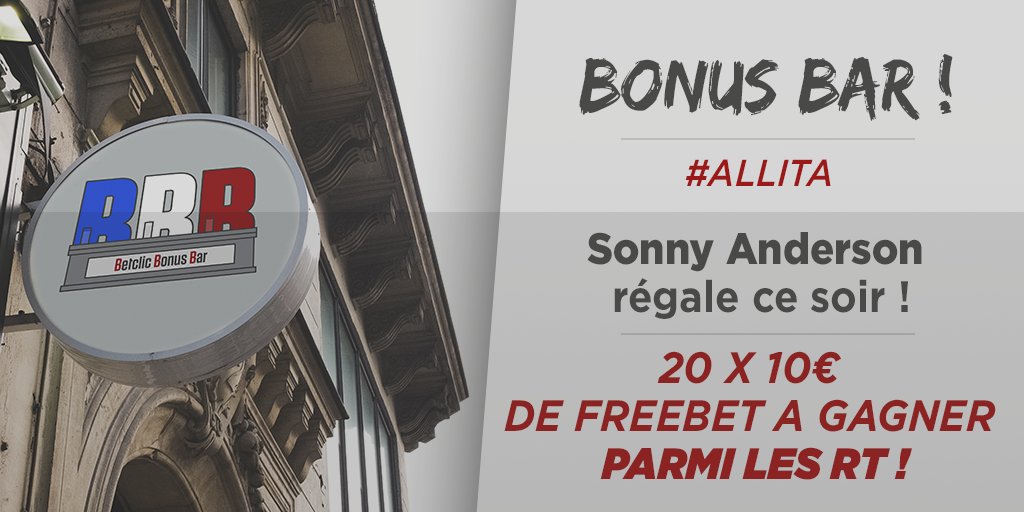 Betclic's tweet photo. 💰 #BonusBar / #ALLITA 💰 
@sonnyanderson10 régale ce soir ! À vos RT, il y a 20 #FreeBet de 10€ à gagner ! https://t.co/KWogoy5nzZ