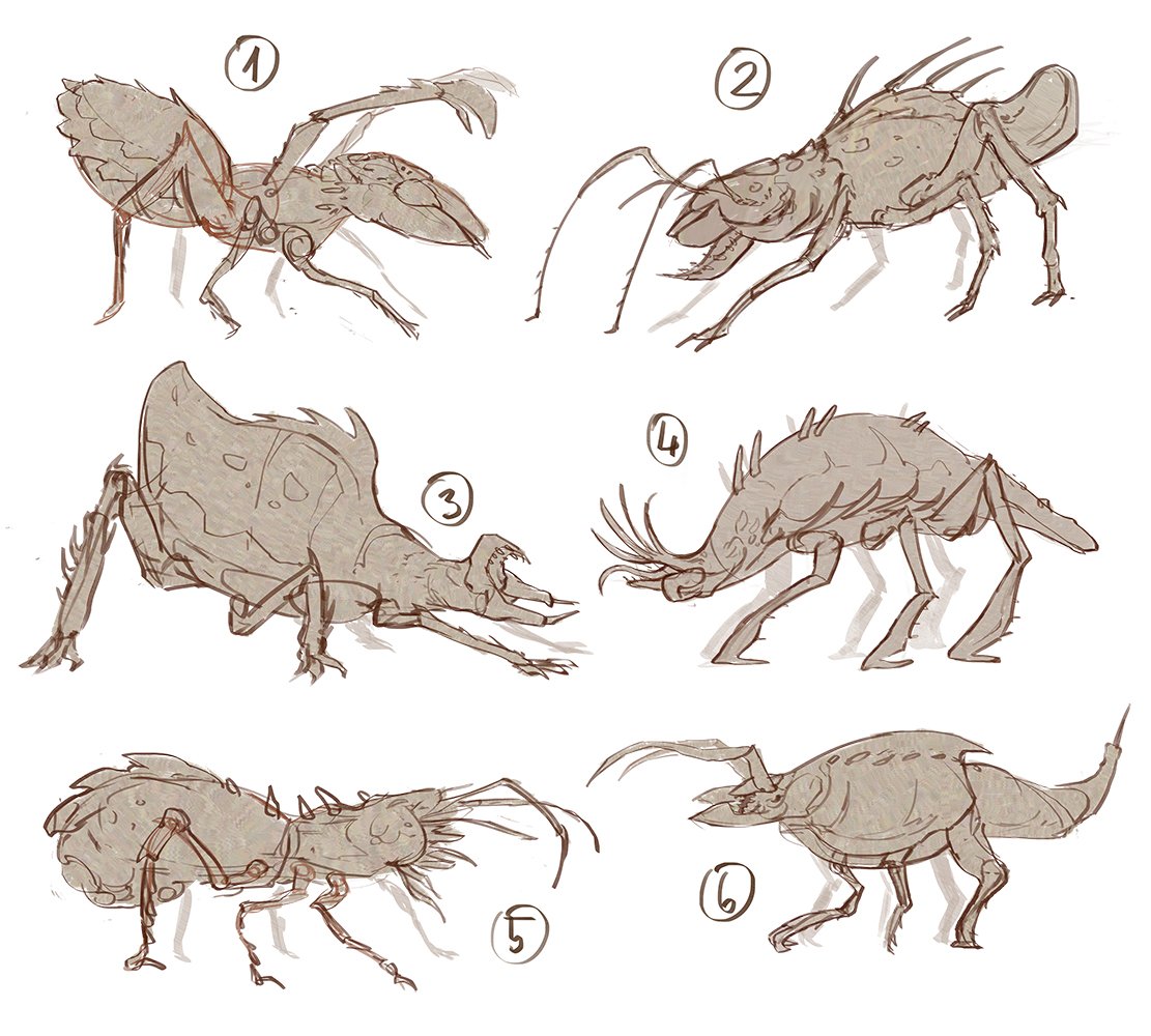 Here's a look at some of the early sketches for the "creep" enemy unit. #conceptart #gameart #indiegame