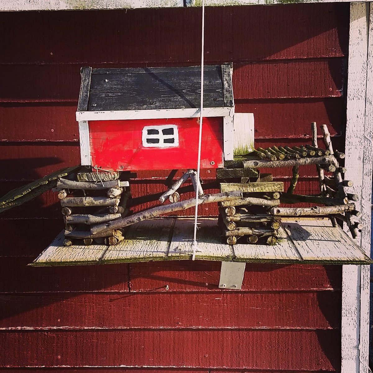 GoNewfoundland's tweet image. A Fishing stage birdhouse suspended from a Fishing stage. #explorenl #newfoundland #newfoundland