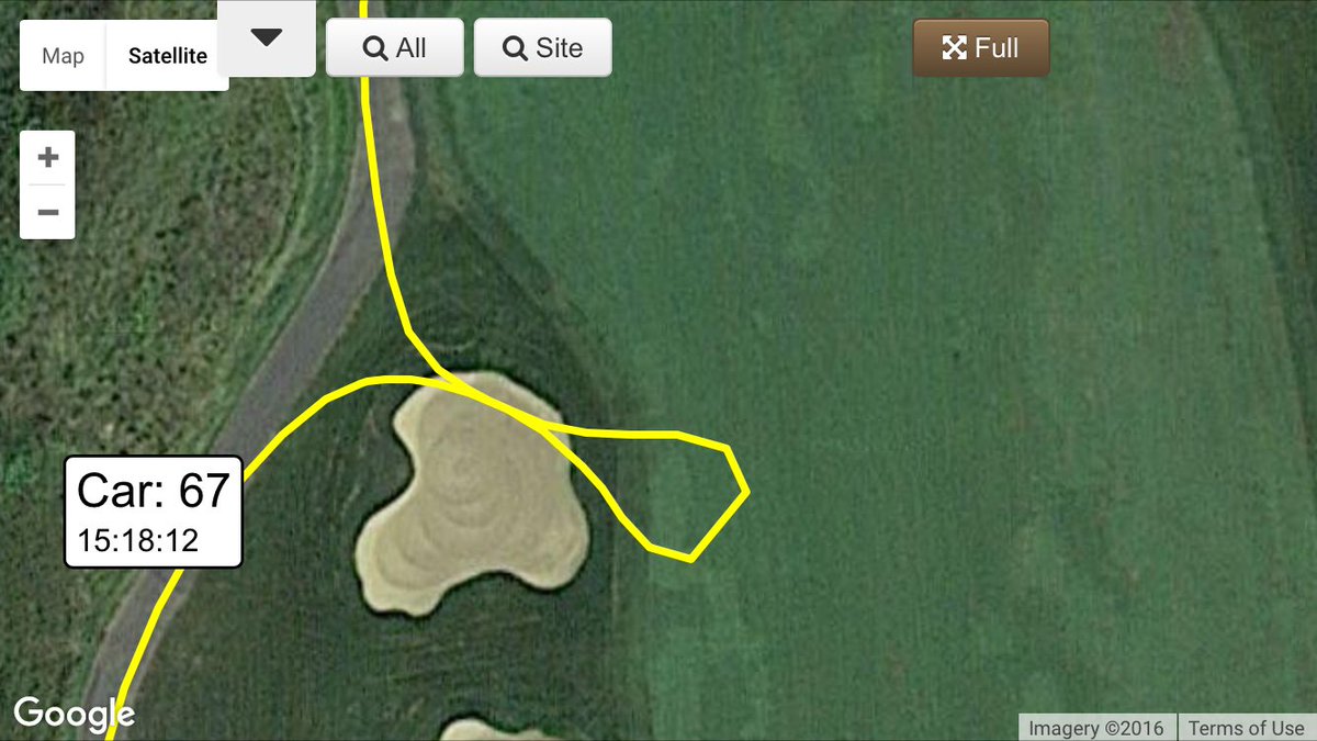 arjohnson227's tweet photo. I LOVE technology. Saw cart tracks in bunker...history shows the cart two pro shop employees were driving did it. https://t.co/7XTYRowv41