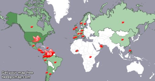 zulianisimo1's tweet photo. My followers live in Venezuela (79%), USA(9%)... Get your free map too: https://t.co/x1z7tWplnQ https://t.co/cjXqKmdMp5