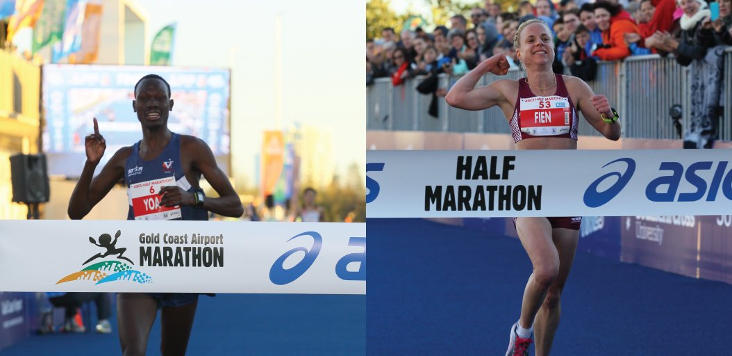 GCMarathon's tweet photo. Australians Yoa &amp; Fien claim fast victories in the @ASICSaustralia Half Marathon https://t.co/vj91GAHOol #GCAM16 https://t.co/H2ZX2T2tIH