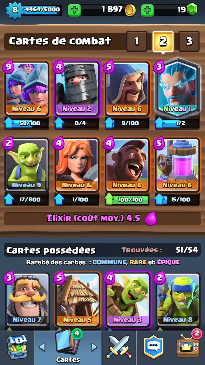 frydclash's tweet photo. #ClashRoyale nouveau deck qui fonctionne visiblement bien je vous conseil de l'essayer. #gamer #cac https://t.co/dw4VuFooYt