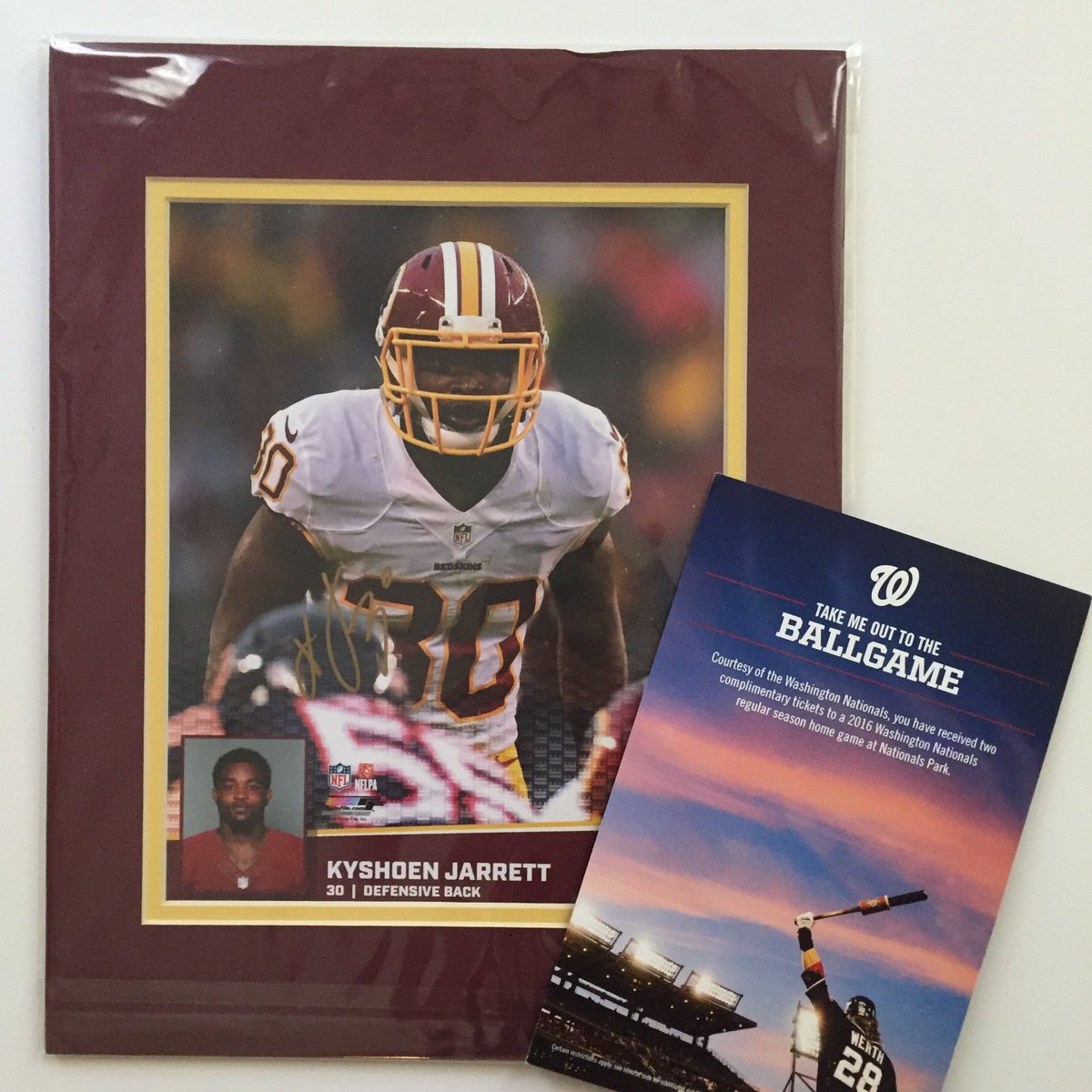 Are you a #WashingtonDC #sports fan? Bid on a signed #Redskins photo + tickets to a #Nationals and #Caps game at RWB