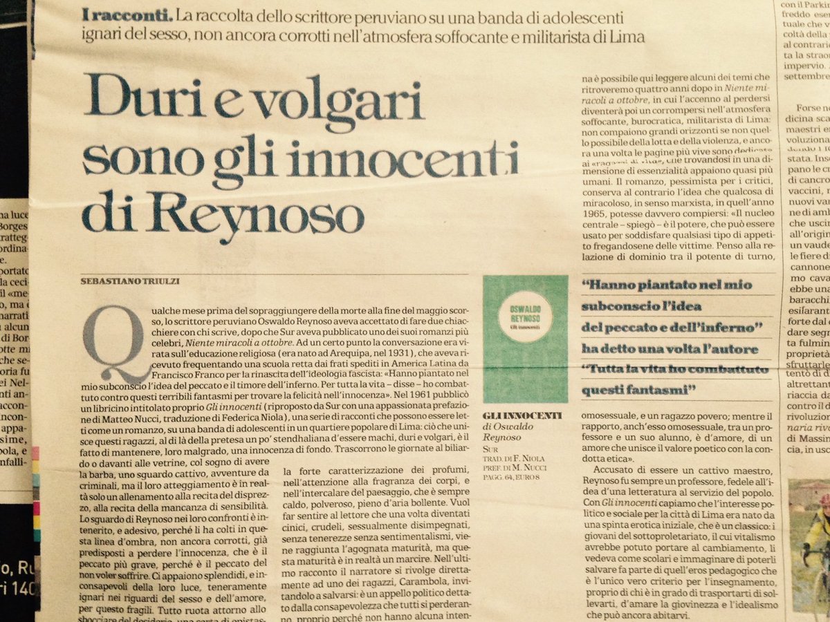 edizioniSUR's tweet photo. «Splendidi e inconsapevoli della loro luce» sono Gli innocenti di #Reynoso secondo @triulziseb su @repubblicait https://t.co/7aEVU1W0LJ