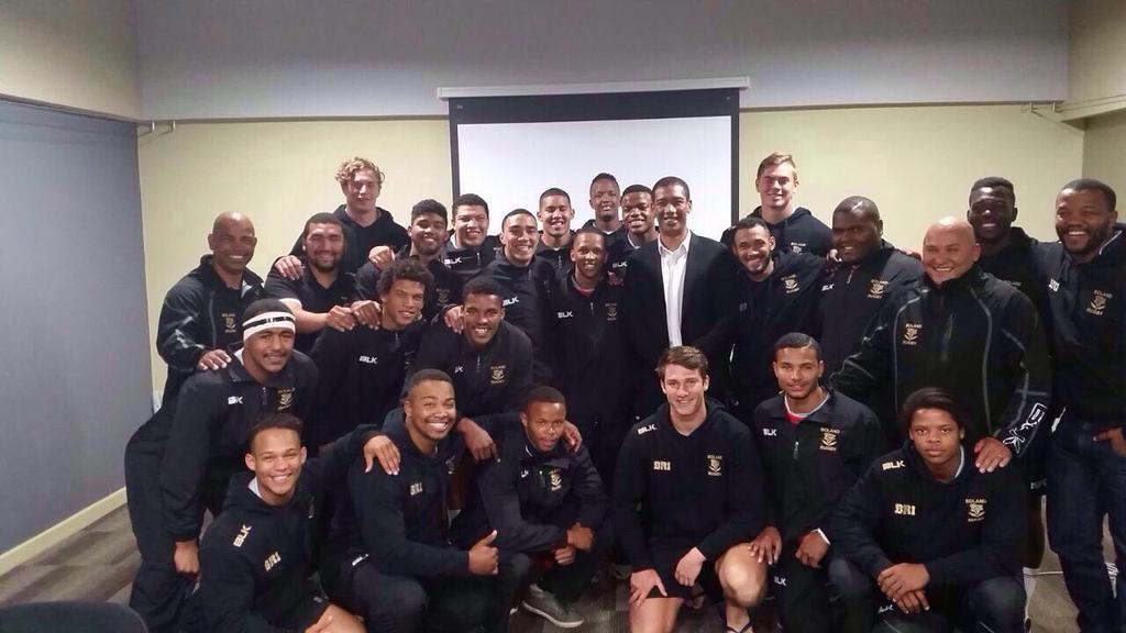 bolandkavaliers's tweet photo. Boland u.21 Jersey handover by Ashwin Willemse. The Boland u.21's beat the Valke 69-21 in a Currie Cup U.20 match. https://t.co/NEeArSrGCS