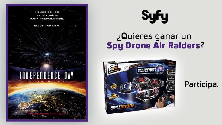 SYFY_Spain's tweet photo. #Concurso: Último día para poder llevarte un dron con #IndependenceDayES y @20thCFoxSp https://t.co/WG8iegGQwa https://t.co/U3PFO5VuRM