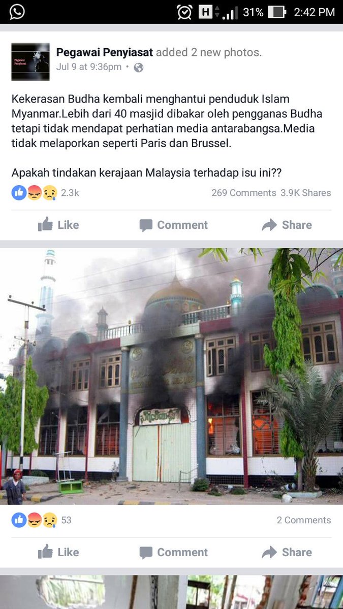 mohdakram96's tweet photo. Media dunia senyap je. Perangai setan semua. Pray for Islam Myanmar. https://t.co/AsMbl2Ctum