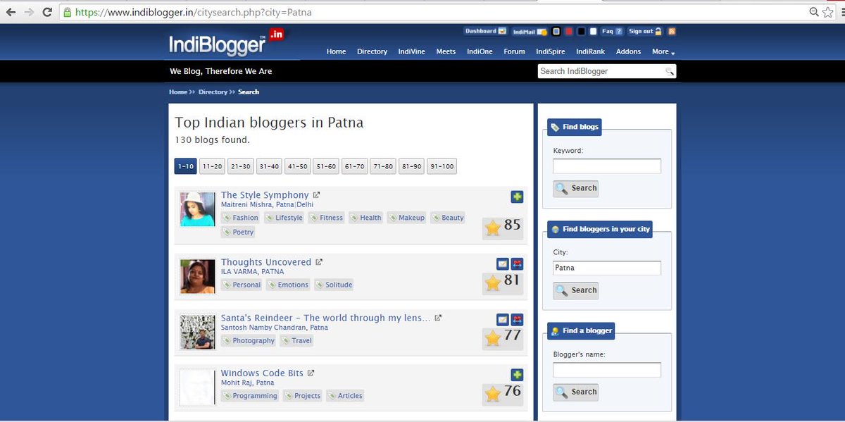 MaitreniMishra's tweet photo. #TheStyleSymphony is more than happy to be rated as No. 1 Blog in Patna &amp; No. 2 Blog in #Delhi on @IndiBlogger forum https://t.co/ihqOXtAzgy