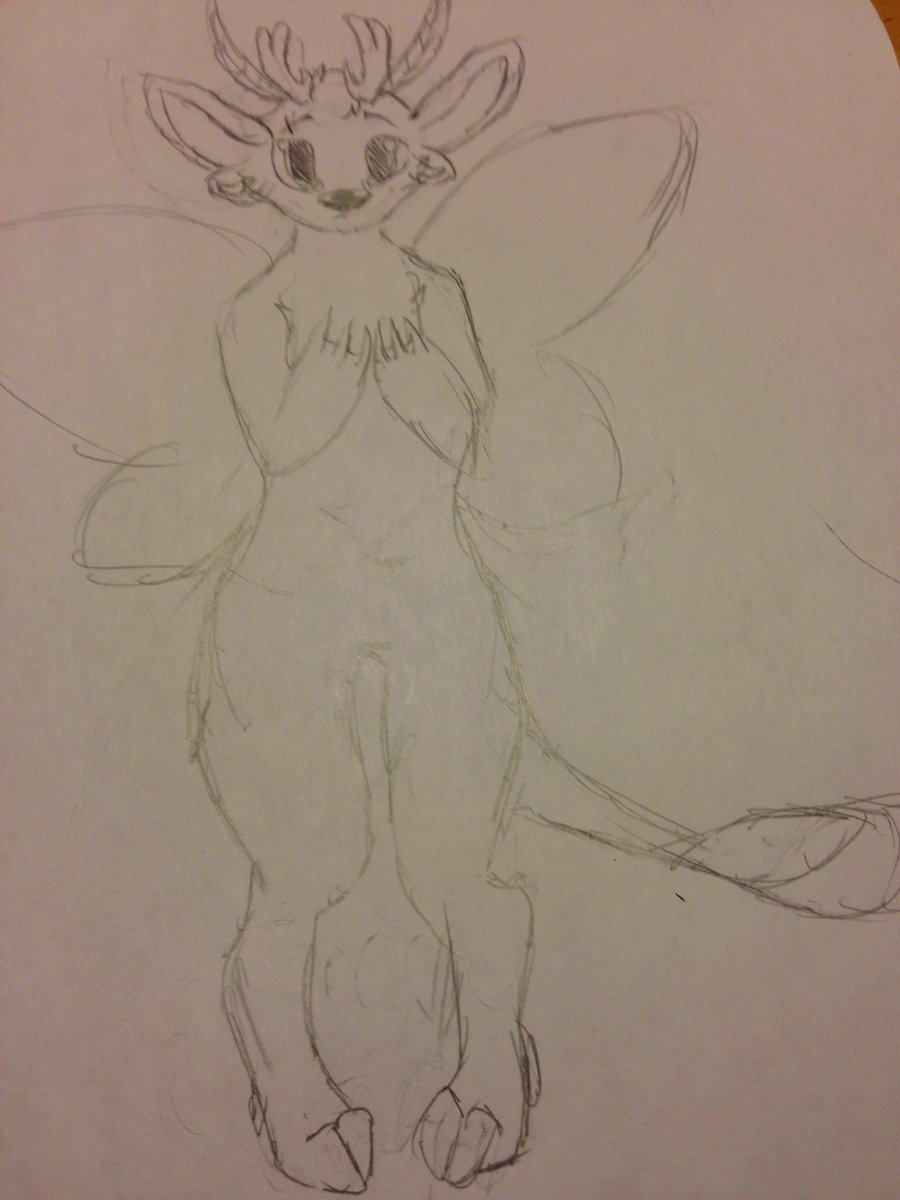 MothMilkshake's tweet image. Hey guys my phone broke, so I'm gonna be dead for a bit here's a doodle of a otter/deer/moth :)