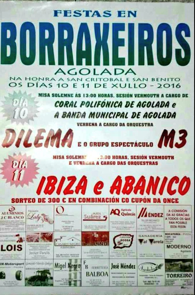 BMMAgolada's tweet photo. Hoxe toca encher Borraxeiros de música cun concerto ó remate da misa. Esperamos que o desfrutedes! https://t.co/dsBALoem7M