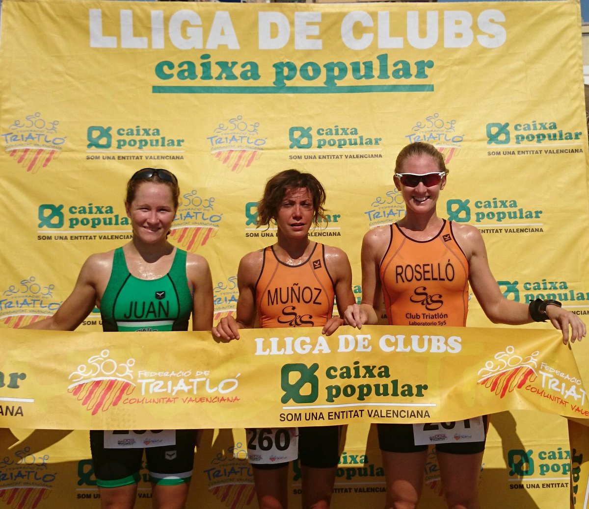 TriatloCV's tweet photo. Míriam Muñoz, Noelia Juan y Cristina Rosello Podio Tri Sagunto @Morvedretri Liga Clubes @caixapopular ¡Felicidades! https://t.co/B2S85VwwYy