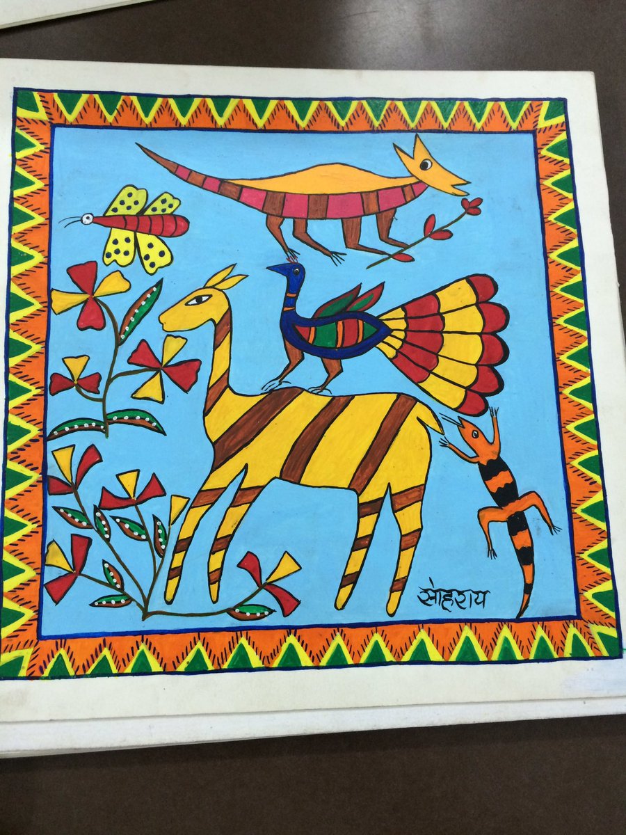 YourStoryBag's tweet photo. We are exploring #SohraiPainting , the #tribalart form from #Jharkhand to carve out #stories they tell #storytelling https://t.co/aI5Uu71Cvb