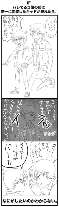 別の話描こうとしてたけど銀翼見てて脱線。バレコ蘭。いちゃいちゃコ蘭にイライラするキッドさん。 
