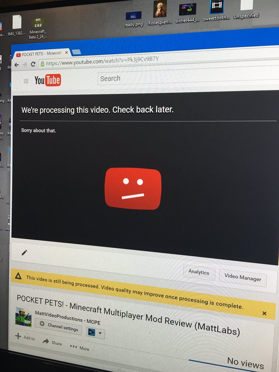 MattVidPro's tweet photo. Uh oh video is stuck processing. @TeamYouTube #helpmeyoutube https://t.co/OBt5bWDUWg