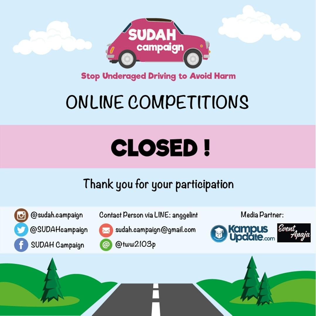 Online competitions closed! We really appreciate your participation, thank you! 🙏
#SUDAHcampaign #nounderagedriving