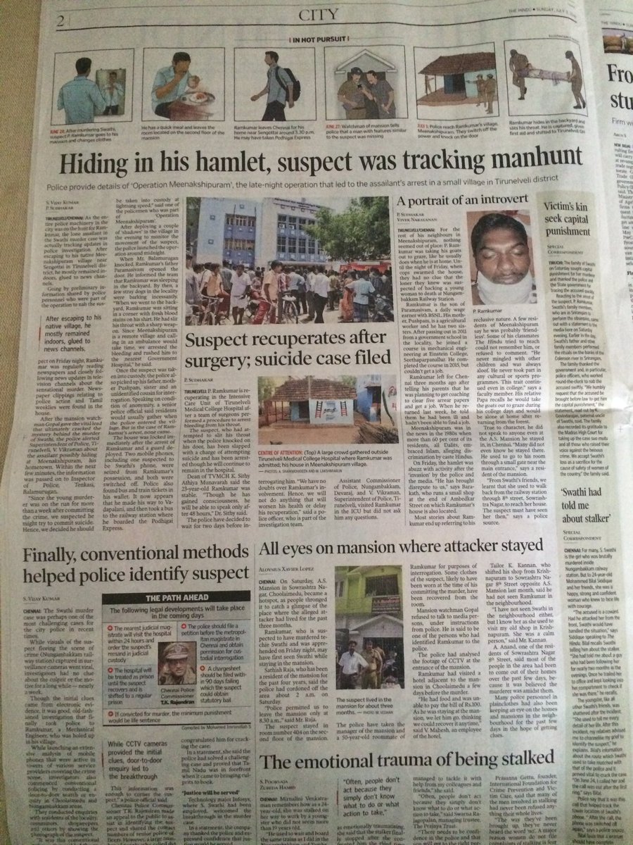 narlak's tweet image. Check out @the_hindu&apos;s Page 1 + Full Page in-depth coverage of #SwathiMurder
