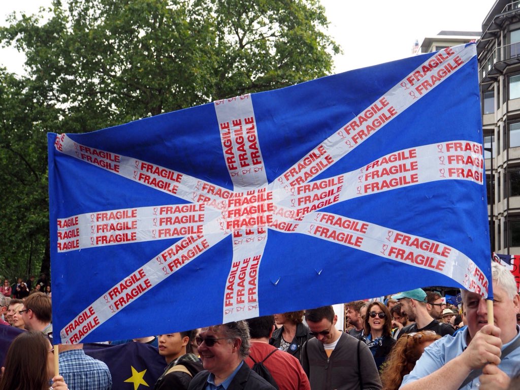 prettytalking's tweet photo. Union Jack Flag at a pro Remain rally yesterday https://t.co/jWveEYnCBC