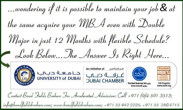 bondfieldsllc's tweet photo. @_JustAlaisa 50% Scholarship at University of Dubai. Visit: https://t.co/ClzRUfhm3b
For Accelerated Admission. https://t.co/t1cweWLuKK