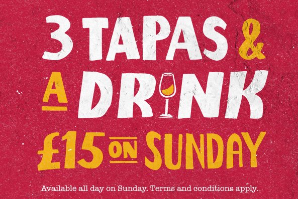 Hora de Comer – Enjoy 3 Tapas &amp; a drink from our Main Menu for £15 available all day today - latasca.com/promotions/