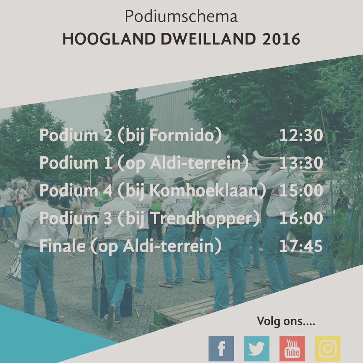 Vandaag doen we mee aan festival in hoogland! Hieronder ziet u hier onze speeltijden wij hebben er zin in. #feestje