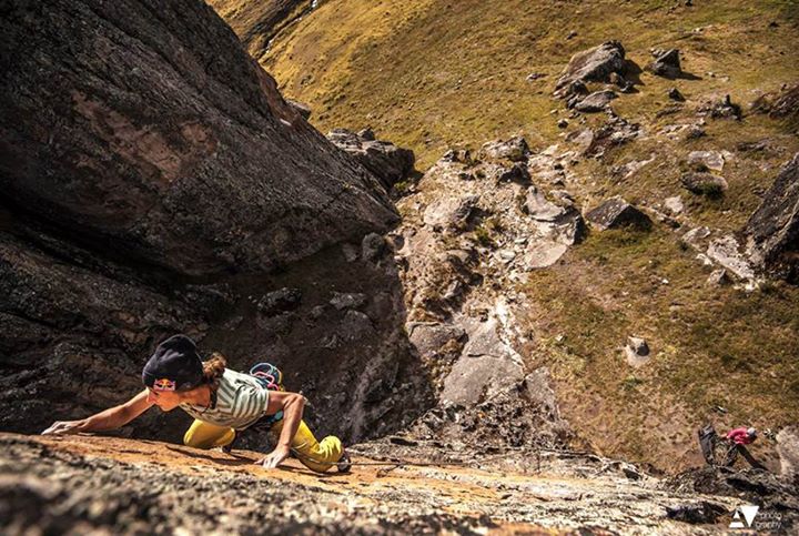 mammut's tweet photo. Mammut Pro Team Athlete Nadine Wallner climbing in Hatun Matchay at 4300 m. Photocredit: Andreas Vigl #RockClimbing https://t.co/HMqjPMiGor