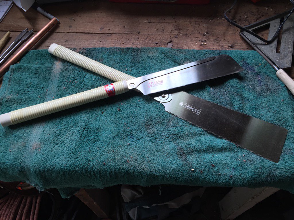 Kerf_Grit's tweet photo. Finally got some new handsaws for that hand-cut joinery you all know and love. #japanesesteel #dovetailtime #kgww https://t.co/lJqX1QKBqQ
