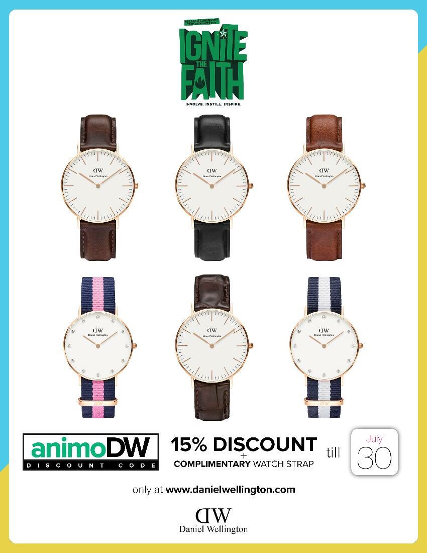UnivWeek2016's tweet image. Interested in buying a Daniel Wellington timepiece? Use "animoDW" and get a 15% discount + free watch strap!